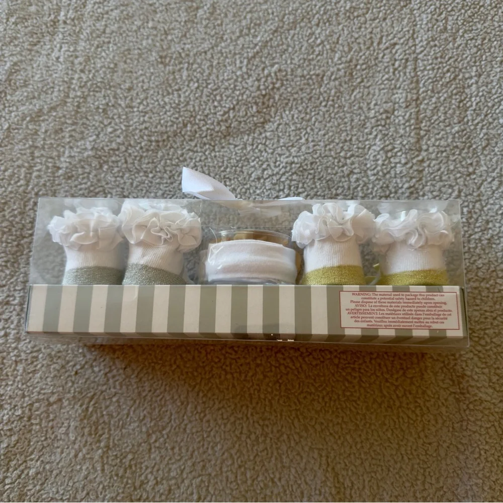 NWT Baby Girl Gift Set Socks & Floral Headband 0–12M Kyle & Deena